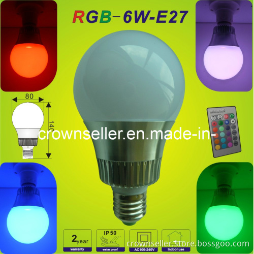 6W RGB Bulb Lamp with Remote Controller
